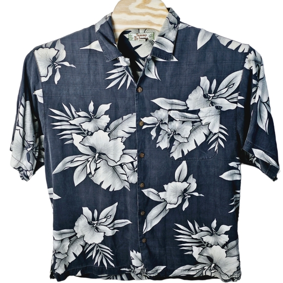 TOMMY BAHAMA 100% Silk Hibiscus Island Hawaiian Tropical Camp Shirt Size Large - Picture 4 of 10
